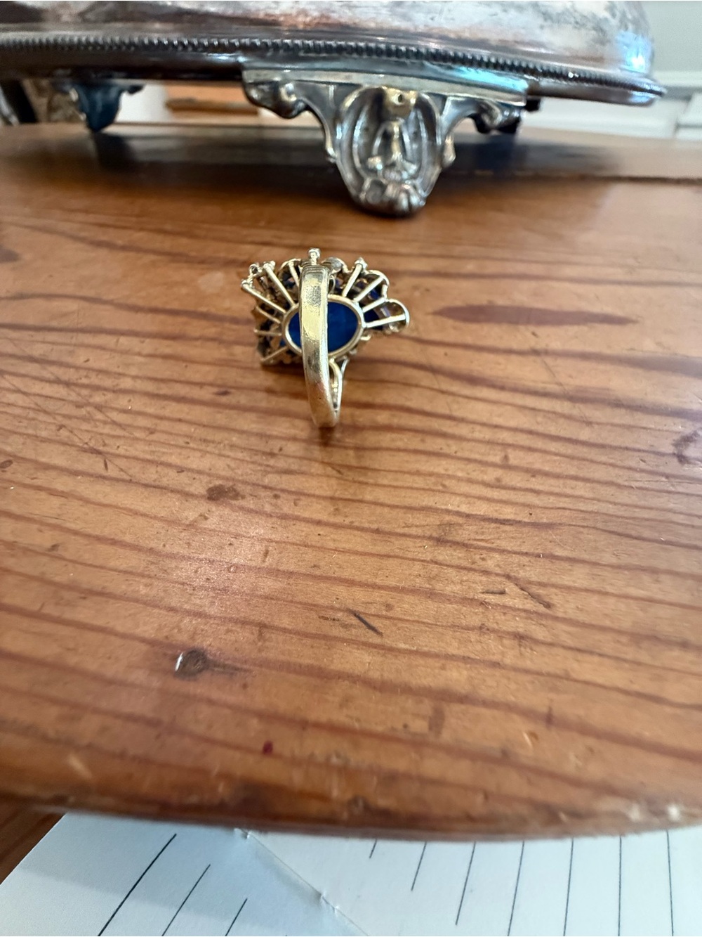 Vintage “Lady Liberty” Lapis Lazuli + Diamond 14k Ring 🇺🇸 - Picture 11 of 12